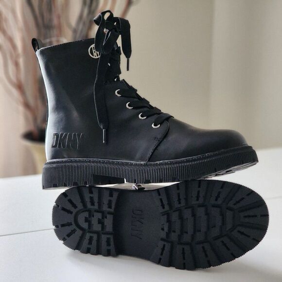 NEW! DKNY GIRLS BLACK BOOT LEATHER - Picture 9 of 11
